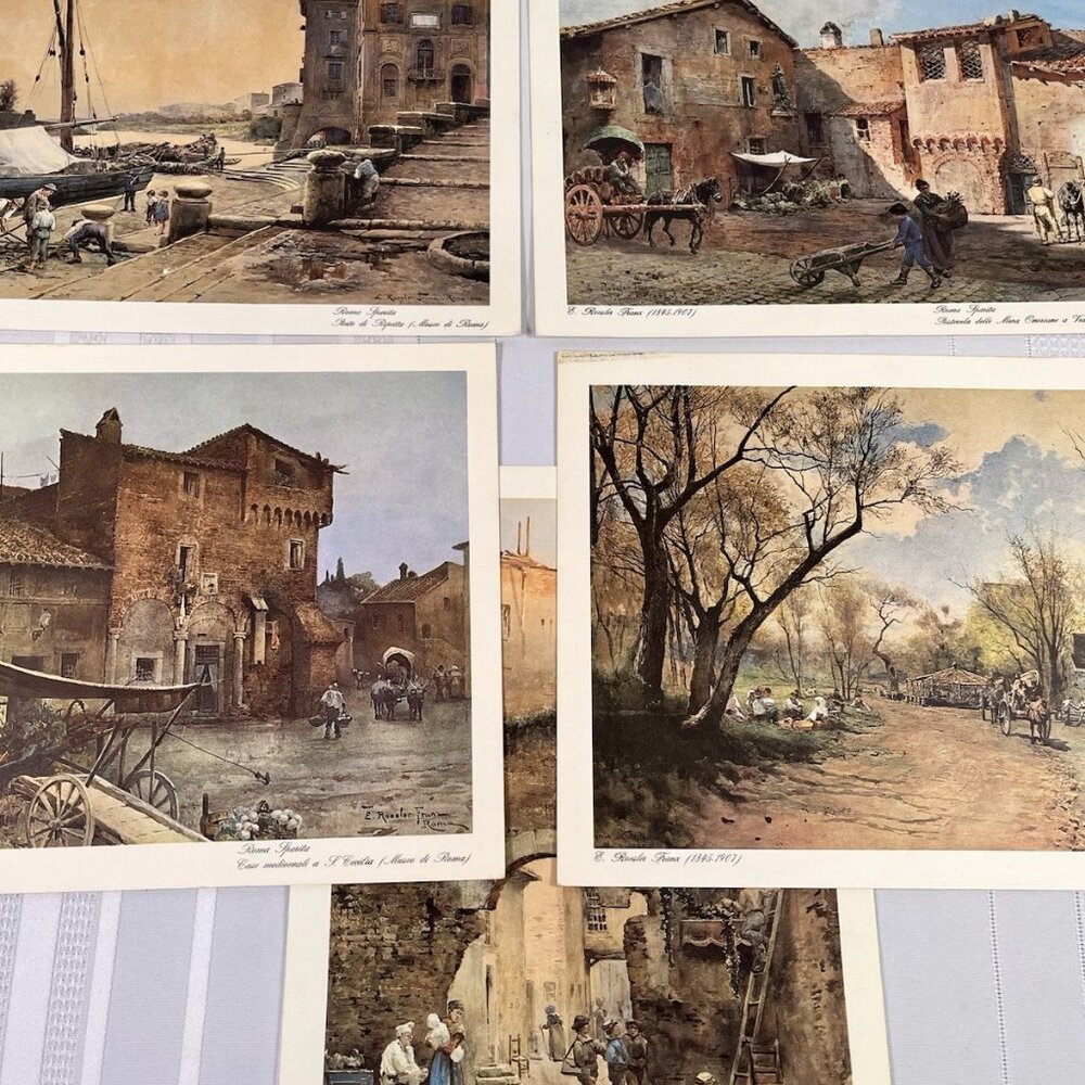 Vintage 80s Italian Roma Sparita Art Prints Lot After E. Roesler Franz Lifestyle